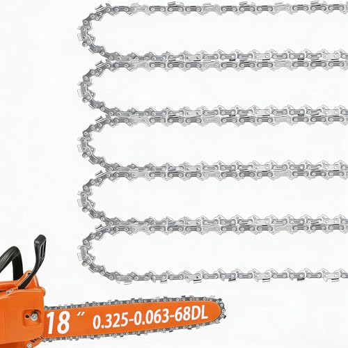 5 Pack 18 Inch Chainsaw Chain .325 Pitch .063 Gauge 68 Drive Links Fit Stihl MS250 MS251 MS210 MS230 26RS68 V68 L68 and More.