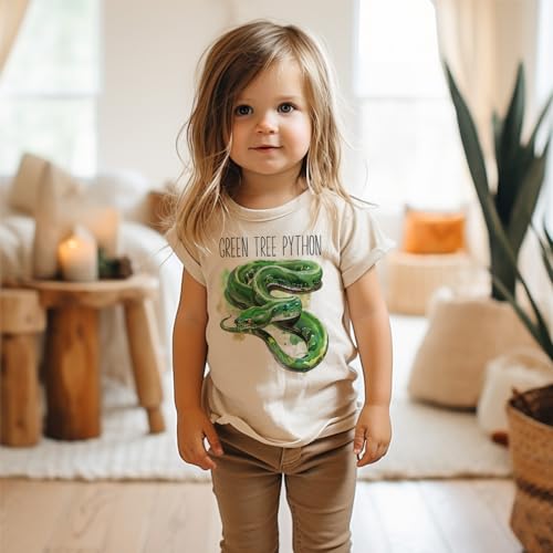 Green Tree Python Toddler Shirt - Cute Educational Realistic Snake Species Reptile Kid's Clothing - Natural Boho Toddler & Youth Tee4