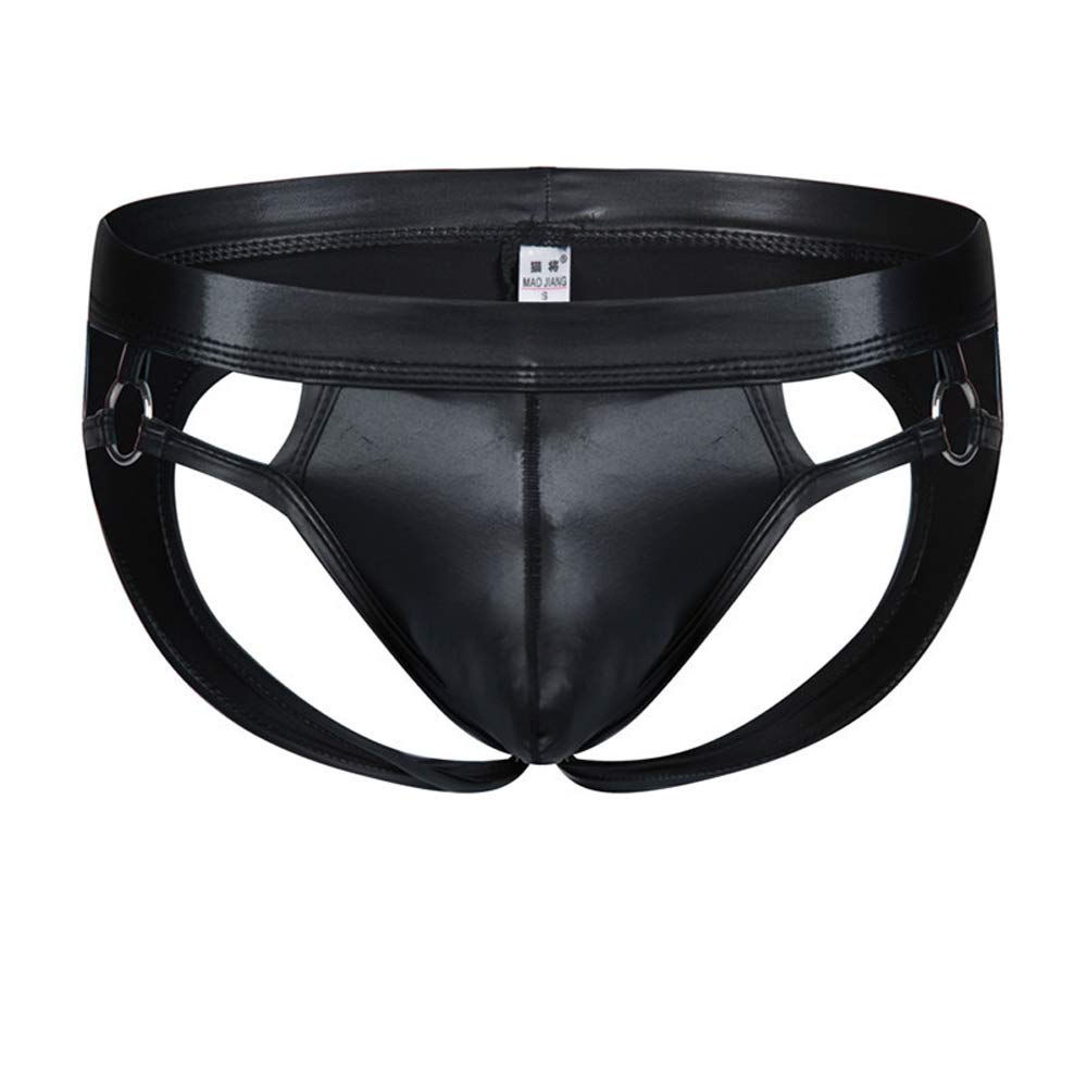 MacimiuMens Thong Underwear Elastic Low Waist Hollowed Back Men Bulge Pouch Thongs Briefs Black (S)