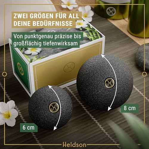 HELDSON® Premium Faszienball klein 2er Set [6cm & 8cm] - Faszien Ball hart - Faszienball für Füße - Massage Ball um Verspannungen in Nacken, Schulter zu lösen - Faszienkugel - Massageball Rücken