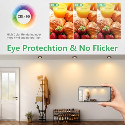 GeyouLux LED Einbaustrahler 230V Dimmbar, 5W IP65 Deckenspots, Einbauleuchten 65-75mm EinbauØ, 2700K/4000K/6000K Ultra Flach Einbauspots, 3CCT Spots für Badezimmer 6er Set Schwarz