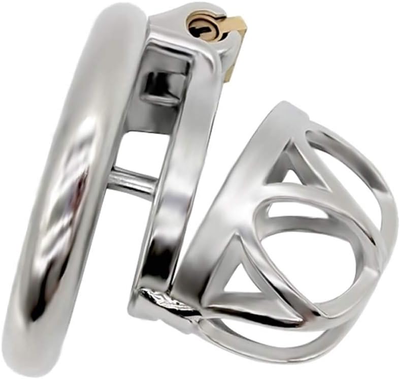 Chastity Cage - Smooth Steel Penis Cage for Men, Abstinence Chastity Set with Lock and Cock Cage for Sex Games(3 Size Rings)