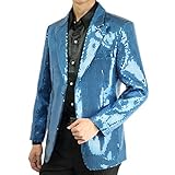 ジャケット スパンコール メンズ 男性 忘年会 新年会 ステージ衣装 ダンス衣装 カラオケ衣装 舞台衣装 発表会 還暦 敬老の日 赤・黒・青・紫・黄・緑・金・銀の８色【ジャケットのみ】【商品番号:07txd1j】 S,ブルー