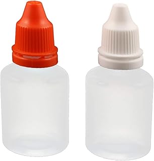 New Lon0167 20ml Dropper Clear Plastic Bottle Drop Eye Liquid Squeezable Empty Red Cap Set(20ml Tropfflasche Durchsichtige Plastikflaschele Drop Eye FlÃ¼ssiges quetschbares leeres rotes Kappenset