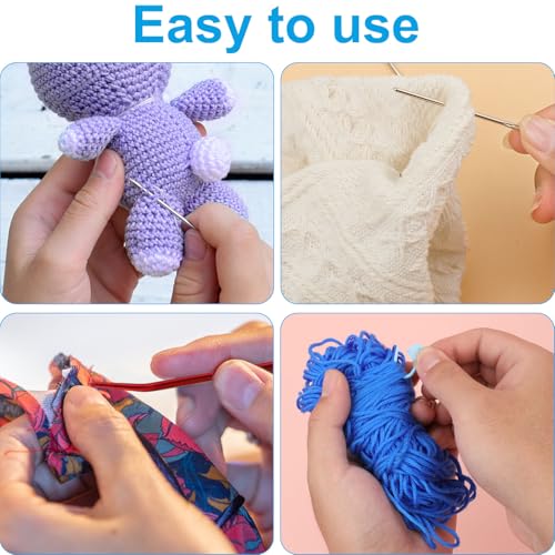 Image of 37 Pcs Yarn Needle Set, Yarn Darning Tapestry Needle Big Eye Blunt Sewing Needles Large-Eye Bent Tip Knitting Stringing Embroidery Needles for Tapestry Weaving Quilting Beading Crochet Projects