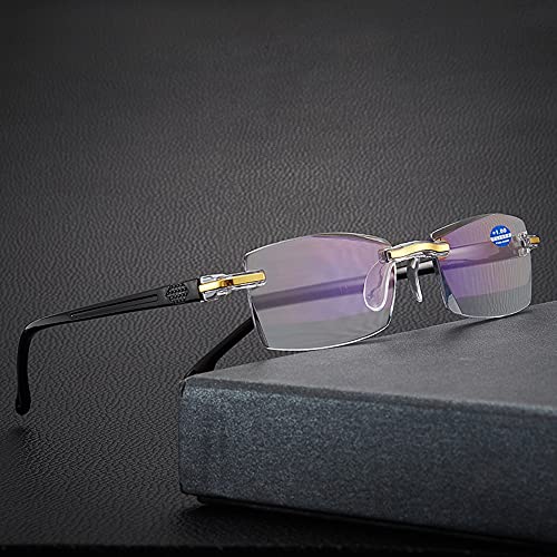 Image of AUGEN Blue Block Rimless Reading Glasses Gold Clear Unisex Free Size Power (+1.00, Pack Of 1)