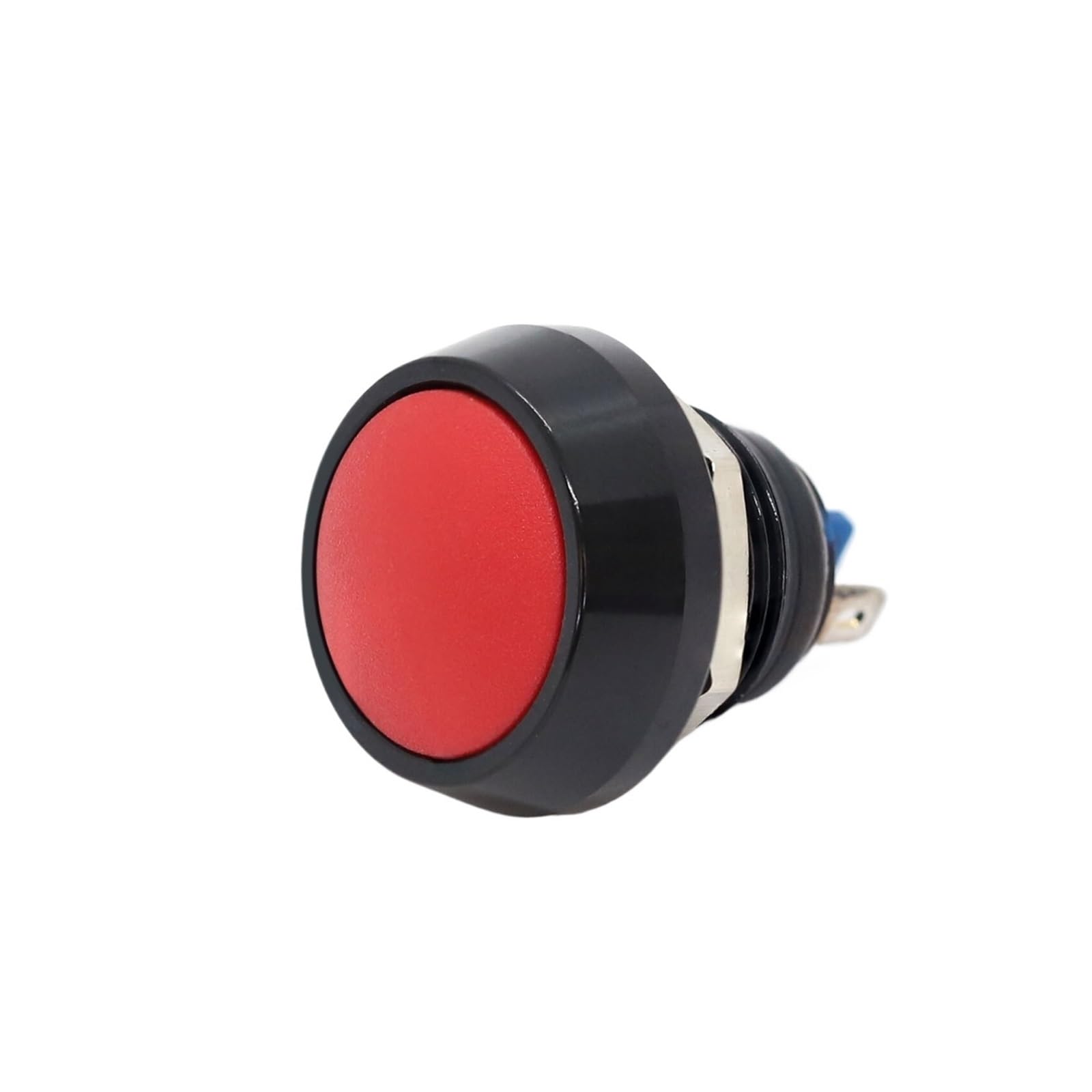 Mini bouton poussoir 12mm momentané rouge avec fixation panneau stable et contact fluide