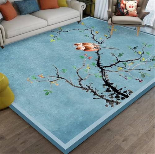 Tapis moelleux de chambre adulte bleu 180x230 tapis doux grand salon
