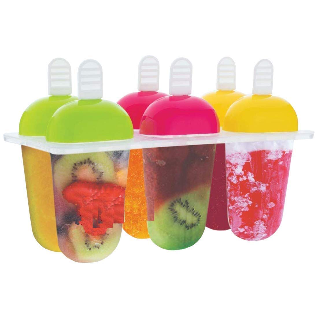 Sameh Ice Candy Mould Kulfi Maker Plastic Frozen Ice Cream Mould Tray of 6 Candy with Reusable Stick