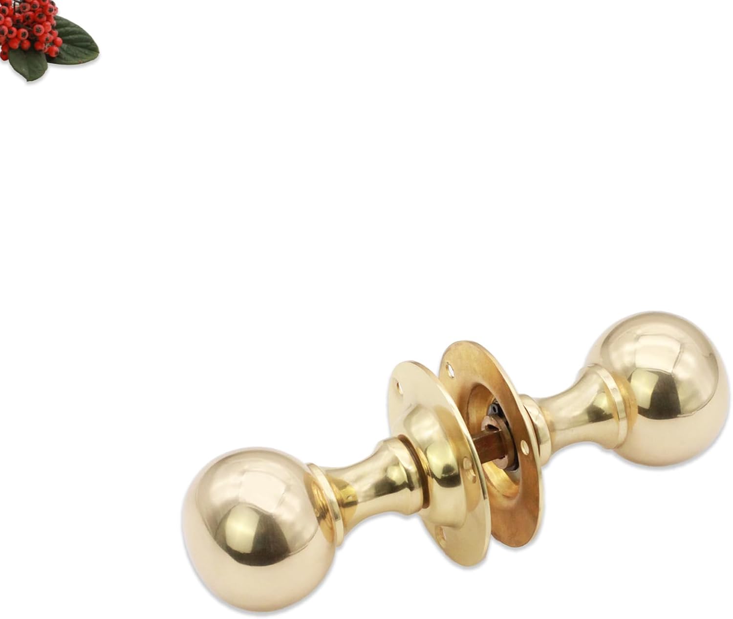 Infinity Decor Ball Round Mortice Door Knobs in Solid Brass- Victorian Period Style Door Pull Handles (Polished Brass)