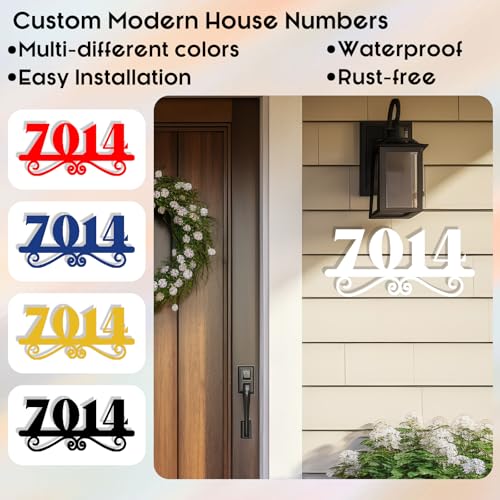 Image of Personalized House Number Custom Metal Address House Numbers Modern House Number Sign for Outside