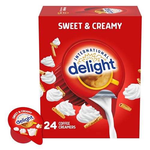 International Delight Coffee Creamer Singles, Sweet & Creamy, Shelf Stable Flavored Creamer, 24 Ct...