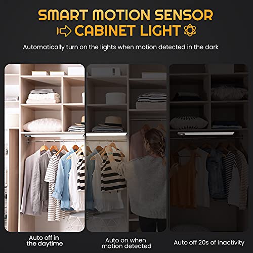 Yeelight Under Cabinet Lights, 71 Led Closet Light Motion Activated, Dimmable Rechargeable Under Cabinet Lighting For Closet, Kitchen Cabinet, Wardrobe, Cupboard, Warm White #TOP3