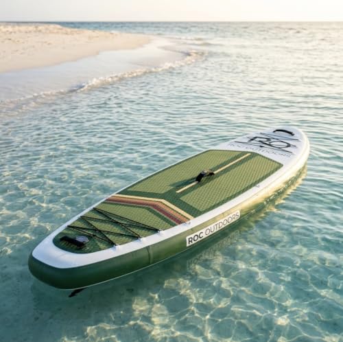 Image of Roc Inflatable Stand Up Paddle Board 10' 6 inch with Premium SUP Paddle Board Accessories, Wide Stable Design, Non-Slip Comfort Deck for Youth & Adults