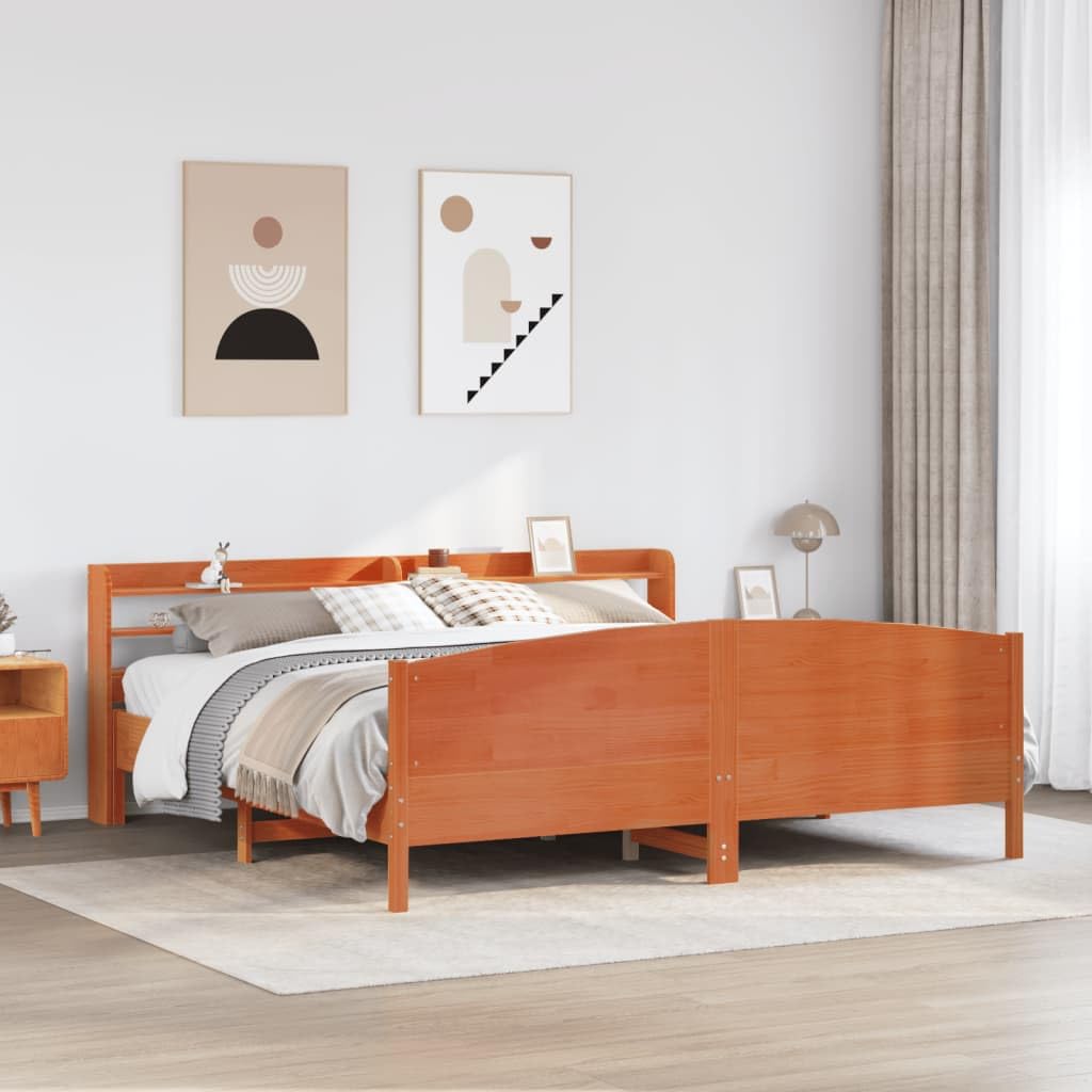 Legno massello di pino struttura letto base doghe 180x200 cm marrone cera