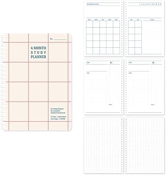 Monolike Checkers 4 Month Study Planner, Red Line - Academic Planner, Weekly & Monthly Planner, Study plan