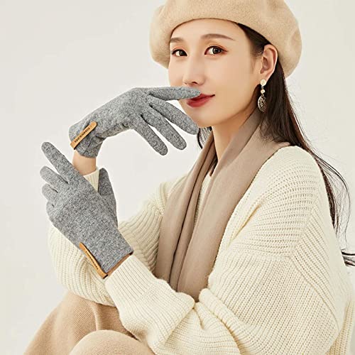 Luvas de inverno com tela sensível ao toque para mulheres,Luvas para Tempo Frio com Forro Quente - L