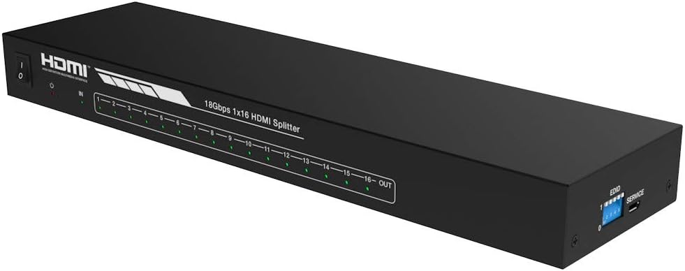 MyCableMart 16 Port HDMI Amplified Splitter (Video/Audio) 4Kx2K @60Hz / 4:4:4 / HDCP2.2