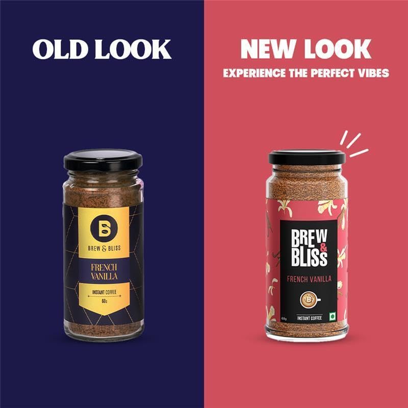 Image of Brew & Bliss French Vanilla Coffee | 60g | Flavored Instant Coffee Powder | Drink Intense Hot & Cold Cafe-style Coffee at Home