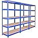 Monster Racking 3 Stück Q-Rax Regal Hochleistungsregal Schwerlastregal Lagerregal Garagenregal Stahlregal Industrieregal Werkstattregal Steckregal Metallregal 100% Schraubenlos 90cm in Blau