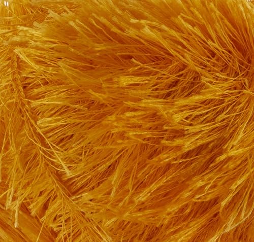 Image of Eyelash Fun Fur Yarn Premium 100% Polyester 164 Yds (150 Mt), 3.53 Oz (100 Gr) Colorful Crochet Yarn Dıy Hand Knitting. (Orange, 1 Skein)