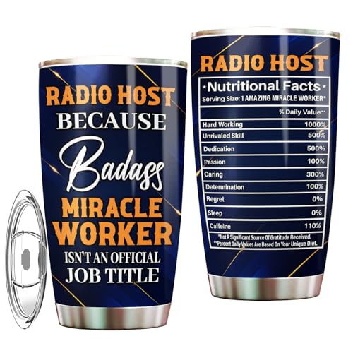 MONIZILUCKY Radio Host Tumbler 20oz – Stainless Steel Insulated Travel Mug for Men & Women, Coffee Cup Gift for Radio Host, Work, Office, Retirement, Birthday, Christmas, Appreciation