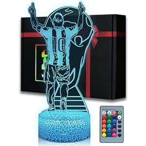 Soccer Player #10 3D Illsuion Lamp for Boys,16 Colors Changing Dimmable with Remote Soccer Room Decor, Creative Gifts for Soccer Fans Kids Teens Men Birthday Christmas