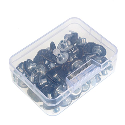 Hestya 40 Sets Jeans Buttons Metal Button Snap Buttons Replacement Kit With Rivets And Plastic Storage Box (Silver And Bronze) #TOP5