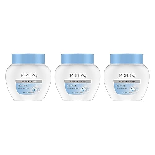 Pond's Crema hidratante facial para piel deshidratada, sensible y piel seca, hipoalergénica y probada por dermatólogos, 10.1 onzas, 3 unidades