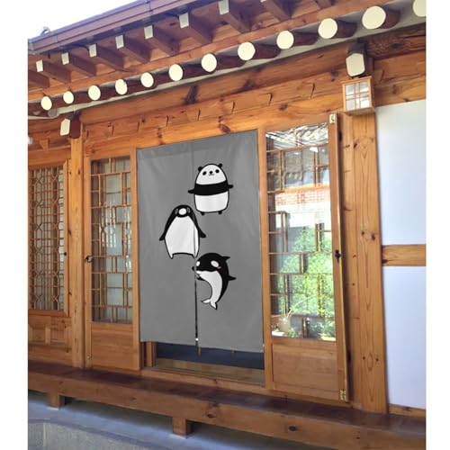 写真 テイコウペンギ (6) のれん 間仕切り 目隠し 暖簾 ドアカーテン ロング 和風 遮光 厚手 柔らかい 飾り 玄関/廊下/寝室/部屋/出入り口/キッチンに プライバシー保護