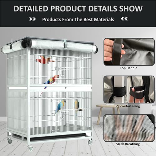 Image of Large Bird Cage Cover - 600D Cage Covers for Night, Good Night Bird Cage Cover for Large Birdcage,Indoors or Outdoors (M)