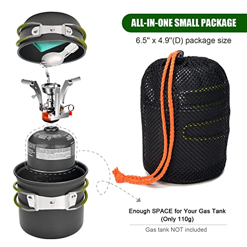 image for Odoland 8pcs Camping Cookware Mess Kit, Camping Pot and Pan Set with M