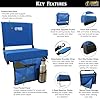 BRAWNTIDE Stadium Seat with Back Support - Extra Thick Cushion, Ideal Stadium Chair for Bleachers, Sporting Events, Light, 2 Bleacher Hooks, Shoulder Strap, 3 Storage Pockets (Blue, 1 Pack)