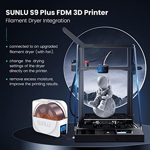 SUNLU S9 Plus FDM 3D Printer, FilaDryer Integration, Clog Detection, Silent Motherboard, Large Printing Size 310x310x400mm, Resume Printing, Pre-assembled Printers, Open Source