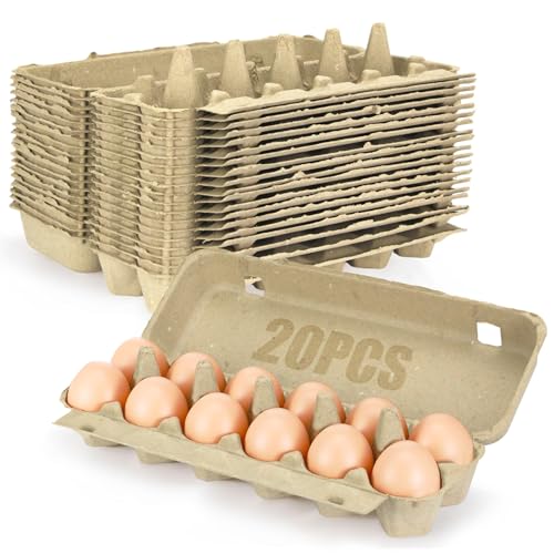 Lechay 20 cajas de huevos baratas a granel, 2 x 6 huevos, 12 unidades, bandeja de huevos de papel de pulpa, contenedor para supermercados, cocina, mercados de verduras