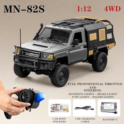 Image of Samtop 1 /12 Scale RC Crawler, MN-82S Remote Control Car, 2.4GHz 4WD Off Road Rock Crawler Vehicle with Lights, DIY Land Cruiser Pickup Truck Toy for Adults (White) (MN82S)