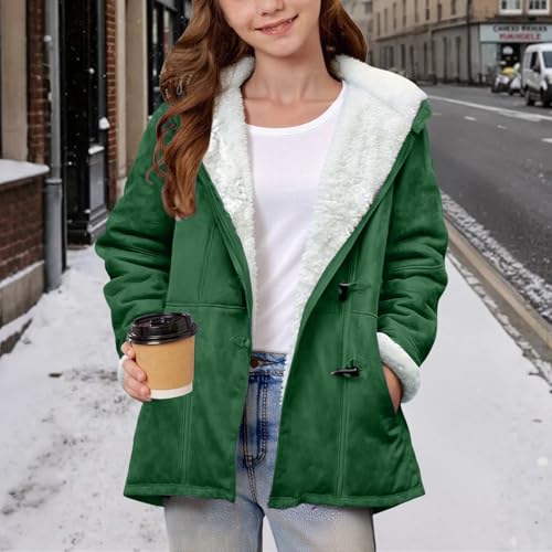 Girls Suede Fleece Lined Coats Long Sleeve Cute Hooded Jacket Keep Warm Winter Fall Hoodies 2025 Cute Duffle Coat4