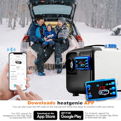 YIDON Diesel Heater, All in One 8 KW Parking Heater, 12 V Diesel Air Heater with Remote Control, Bluetooth APP, Stylish Design LCD Monitor, 5 L Tank for Car/RV/Boat/Truck/Van/Bus, White