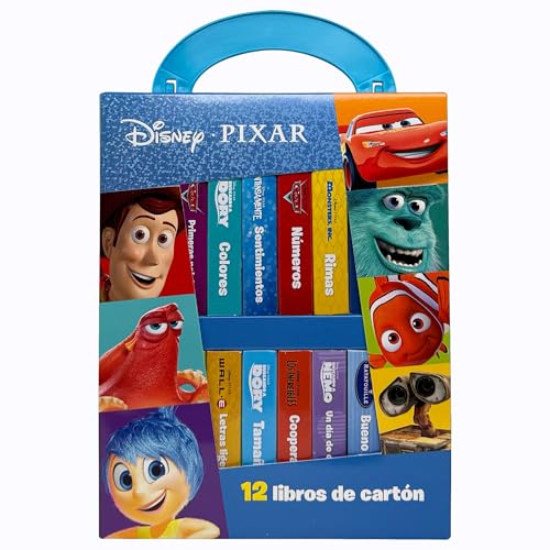 Disney Pixar: Mi Primera Biblioteca - 12 Libros De Carton - Incluye Rayo. Dory,...