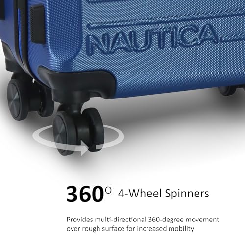 Image of Nautica Trolley Luggage Bag 20 inches - Lightweight | ABS Hardshell Material|Trolley with 4 Spinner Wheels and Resetable Combination Lock | Unisex | Small Cabin Trolley Bag for Men & Women, Navy Blue