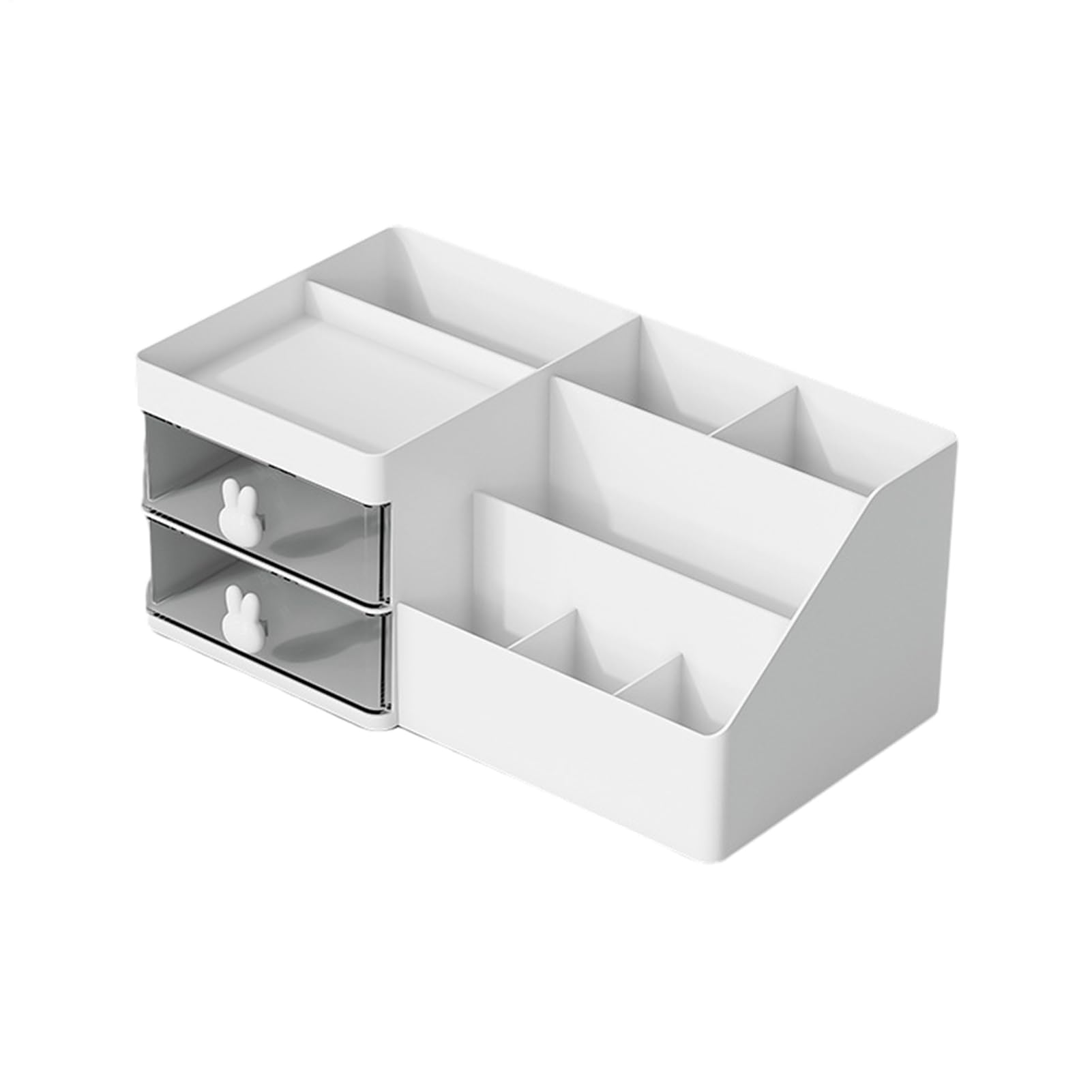 Generico Stationary Organizer - Makeup Organizer Drawers, Multiple Compartment Desktop, Rabbit Handle Double Layer Drawer Box, Desk Stationery Storage Box For Pencil Pen | Office Supply Organizers