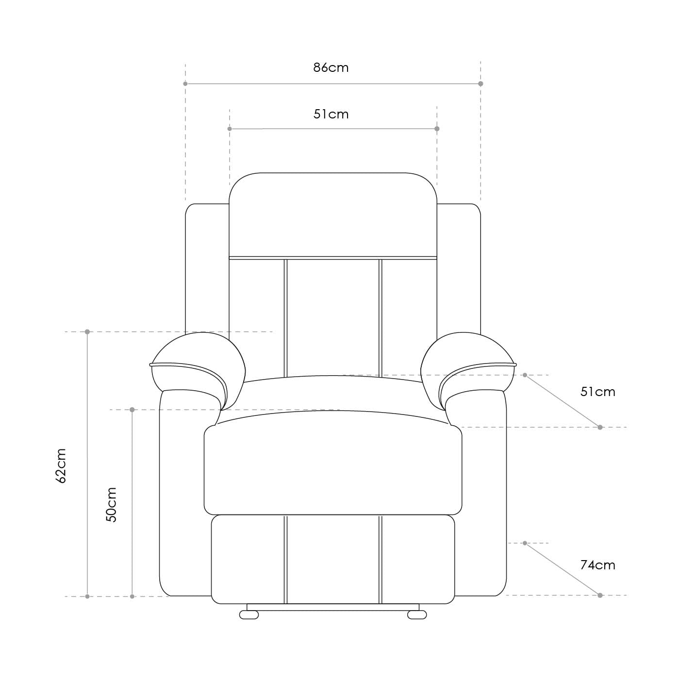 SWEET SOFA® Sillón Relax REIMON, sofá Individual, sillón reclinable de 3 Posiciones, Apertura por Palanca. (Gris)