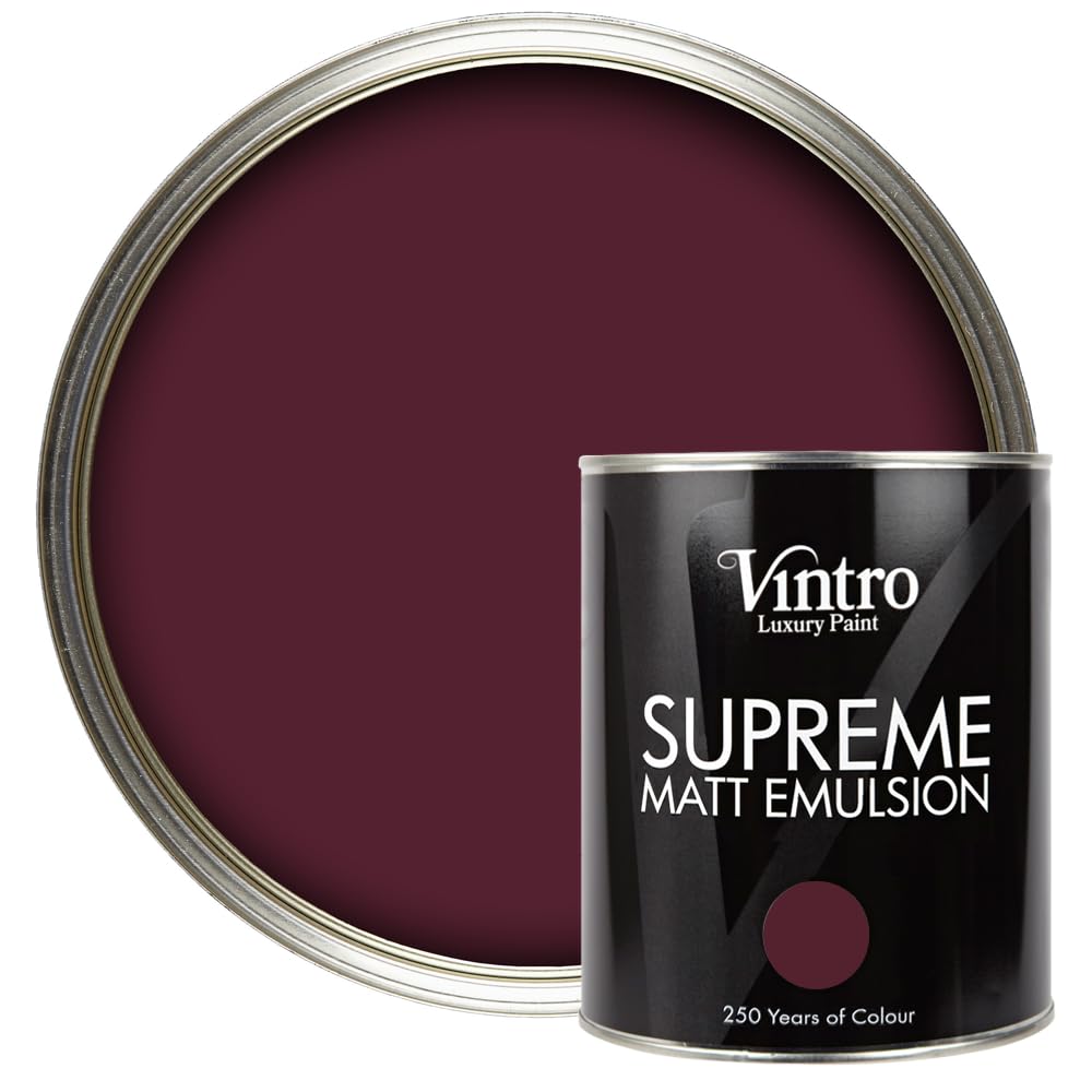 Vintro | Luxury Matt Emulsion | Dark Purple | Smooth Chalky Finish | Multi Surface Paint | for Walls, Ceilings, Wood and Metal | 1L (Dark Purple - Sweet Damson, 1L)