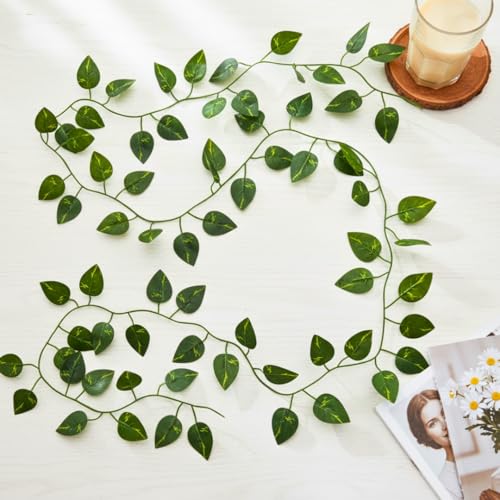 Image of fancymart Artificial Green Money Plant Ivy Leaf Hanging Vine Creeper for Home Decor (7 Feet, Pack of 4)