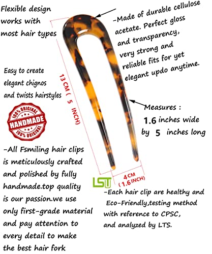 Épingles à cheveux françaises en forme de U en acétate pour chignon élégant - 3