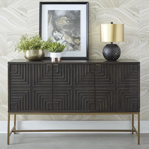 Signature Design by Ashley Elinmore Mid-Century Modern Accent Cabinet, Brown & Gold - Thumbnail 2