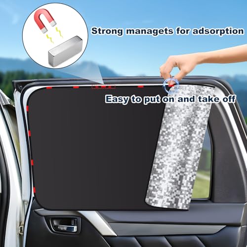 Image of ZATOOTO Front Side Window Sun Shade - 2 Pack Car Window Covers 99% UV Light Block Car Curtains Magnetic Side Window Sun Shade Keeps Cooler for Breastfeeding, Taking a nap, Changing Clothes, Camping