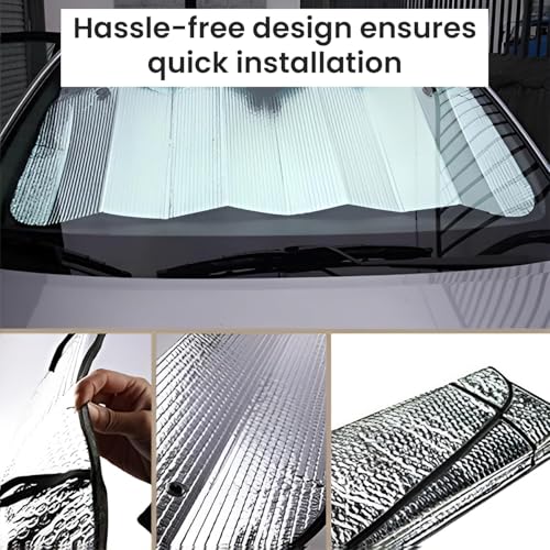 Image of Pivalo Car Windshield Sunshade Cover Foldable Reflective Aluminium Foil Sun Blocker UV Rays Protection Universal Sun Visor Front Window Protector Shield Heat Insulation for Car, SUV, Van (Silver)
