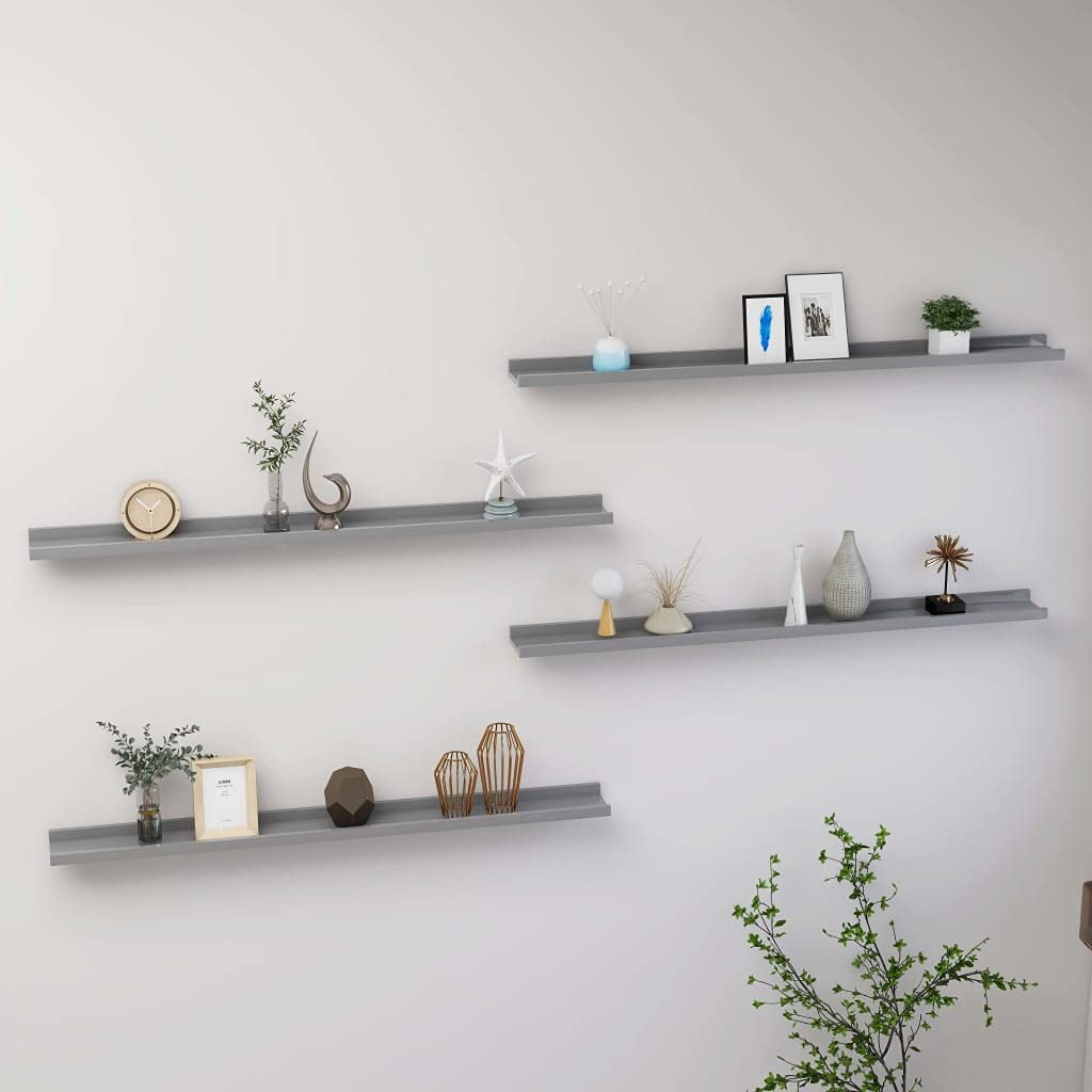 Mensole da parete 4 pz grigio 100x9x3 cmScaffalature e mensole da parete e mensole