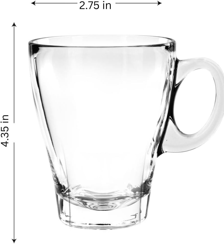 LEMONSODA Clear Large Glass Coffee Mug with Handles for Hot Beverages, Clear Mugs for Espresso, Tea, Cappucino, Latte, Juice (8.75 oz, 10.5 oz, 12 oz) (12 oz, Set of 6) - Image 3